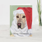 ラブラドールのサンタの黄色いクリスマス シーズンカード (正面)