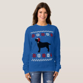 ラブラドールのシルエットのサンタの黒いクリスマス スウェットシャツ (正面フル)