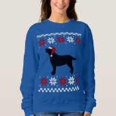 ラブラドールのシルエットのサンタの黒いクリスマス スウェットシャツ (正面)