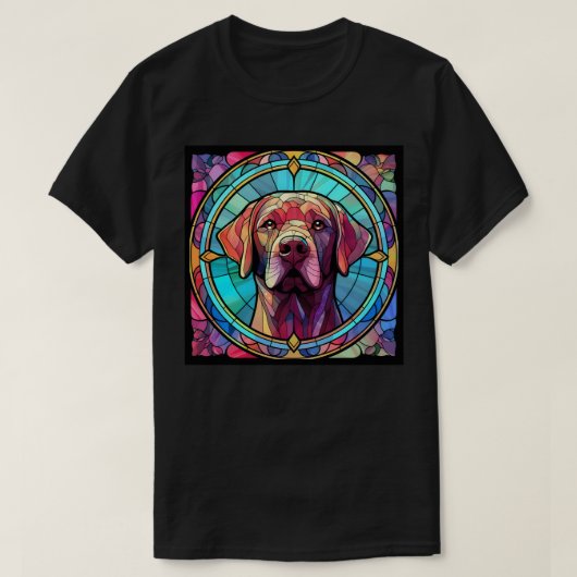 ラブラドールのステンドグラスアート Tシャツ (デザイン正面)