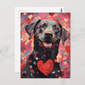 ラブラドールのバレンタインデー ポストカード (正面/裏面)