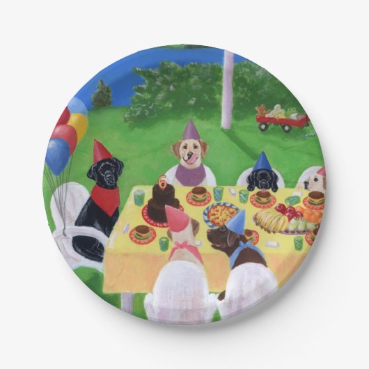ラブラドールのパーティーの紙皿 ペーパープレート (正面)