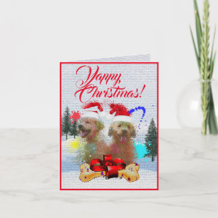 ラブラドールの仔犬のイラストのクリスマスカード オーダーメイド サンキューカード
