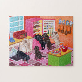 ラブラドールの台所パーティーの絵画 ジグソーパズル