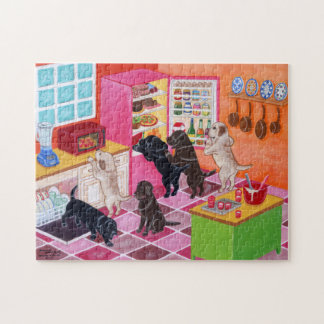 ラブラドールの台所パーティーの絵画 ジグソーパズル