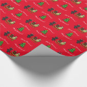 ラブラドールの子犬とそりのクリスマスレッド ラッピングペーパー (コーナー)