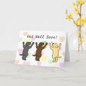 ラブラドールの子犬のグループの抱擁 カード (黄色い花)