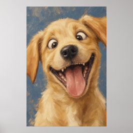 ラブラドールの子犬の壁掛けアート - お茶目なカリカチュア画 ポスター