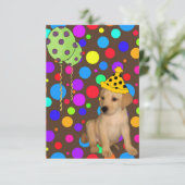 ラブラドールの子犬の誕生日パーティー 風船 2 招待状 (スタンド正面)