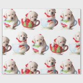 ラブラドールの子犬カップのクリスマスギフトラッピング ラッピングペーパー (フラット)