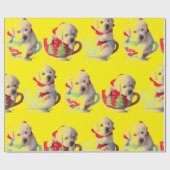 ラブラドールの子犬カップのクリスマスギフトラッピング ラッピングペーパー (フラット)