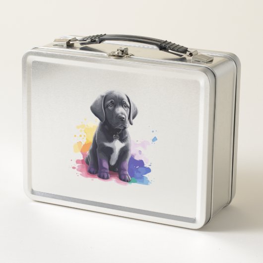 ラブラドールの子犬 メタルランチボックス (正面)