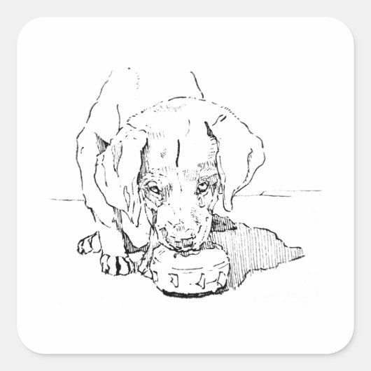 ラブラドールの愛好家のための子犬デザイン スクエアシール (正面)