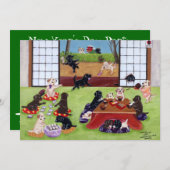 ラブラドールの新年のパーティの招待状 招待状 (正面/裏面)