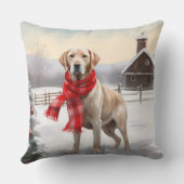 ラブラドールの犬が雪のクリスマス クッション (裏面)