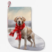 ラブラドールの犬が雪のクリスマス スモールクリスマスストッキング (正面)