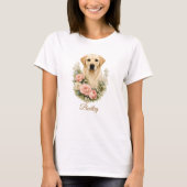 ラブラドールの花の肖像 Tシャツ (正面)
