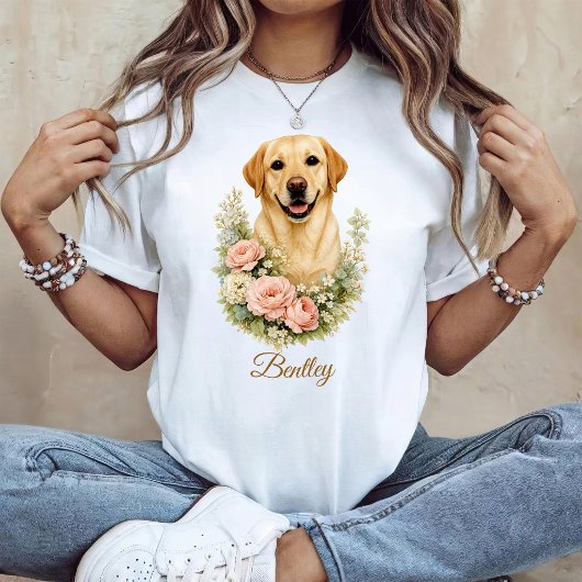 ラブラドールの花の肖像 Tシャツ