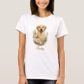 ラブラドールの花の肖像 Tシャツ (正面)