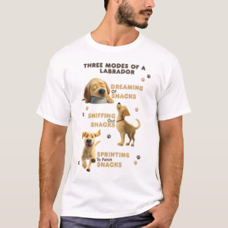 ラブラドールの3つのモード 面白い犬のデザイン Tシャツ
