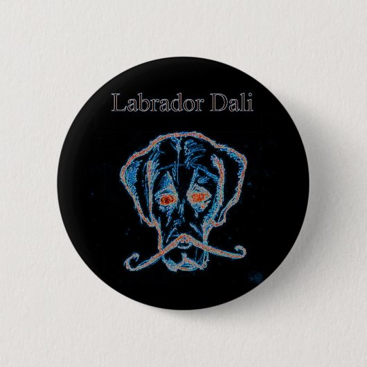 ラブラドールのDaliの黒いボタン 缶バッジ (正面)