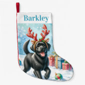 ラブラドールよくはしゃぐリトリエバーキュートハッピーパピードッグ スモールクリスマスストッキング (正面)