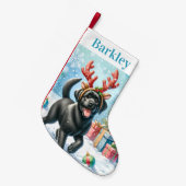 ラブラドールよくはしゃぐリトリエバーキュートハッピーパピードッグ スモールクリスマスストッキング (正面 (吊り時))