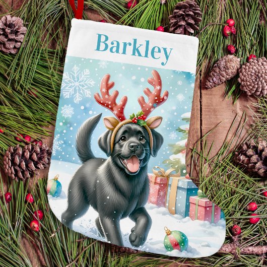 ラブラドールよくはしゃぐリトリエバーキュートハッピーパピードッグ スモールクリスマスストッキング