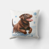 ラブラドールよくはしゃぐリトリエバースノーフレークスパピードッグ クッション (裏面)