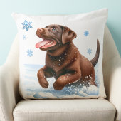 ラブラドールよくはしゃぐリトリエバースノーフレークスパピードッグ クッション