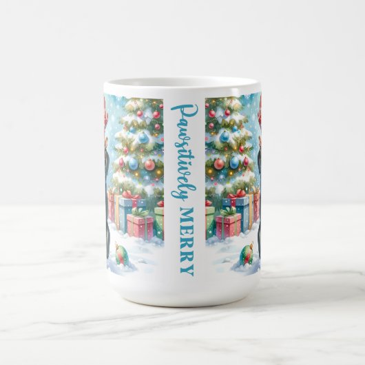 ラブラドールよくはしゃぐリトリエバーパピードグクリスマス コーヒーマグカップ (中央)