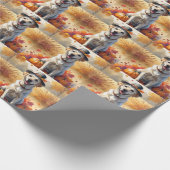 ラブラドールイン紅葉感謝祭アート ラッピングペーパー (角)