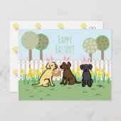 ラブラドールイースターバニーズガーデンホリデーカード シーズンポストカード (正面/裏面)
