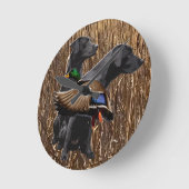 ラブラドールウォールデコールアヒル狩りラージ ラウンド壁時計 (傾斜)