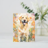 ラブラドールカラフル水カラーのアートワーク ポストカード (スタンド正面)