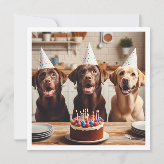 ラブラドールカード、ラブラドール誕生日カード、犬 招待状 (正面)