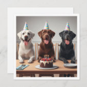 ラブラドールカード、ラブラドール誕生日カード、犬 招待状 (正面/裏面)