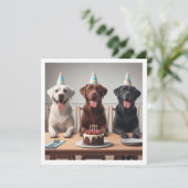 ラブラドールカード、ラブラドール誕生日カード、犬 招待状 (スタンド正面)