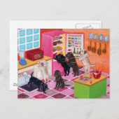 ラブラドールキッチン絵画パーティー ポストカード (正面/裏面)