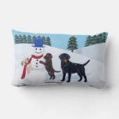 ラブラドールクリスマスと雪だるま ランバークッション (裏面)