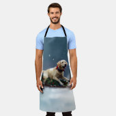 ラブラドールクリスマスの雪の冬 エプロン (着用した状態)