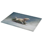 ラブラドールクリスマスの雪の冬 カッティングボード (角)