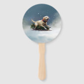 ラブラドールクリスマスの雪の冬 ハンドファン (裏面)