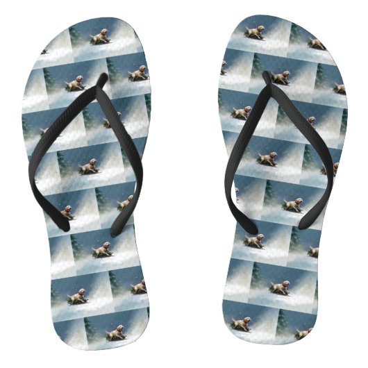ラブラドールクリスマスの雪の冬 ビーチサンダル (ソール)