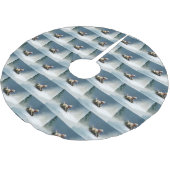 ラブラドールクリスマスの雪の冬 ブラッシュドポリエステルツリースカート (アングル)