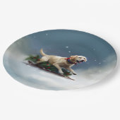 ラブラドールクリスマスの雪の冬 ペーパープレート (アングル)