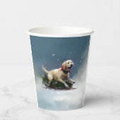 ラブラドールクリスマスの雪の冬 紙コップ (裏面)