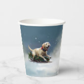 ラブラドールクリスマスの雪の冬 紙コップ (正面)