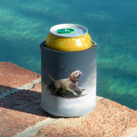 ラブラドールクリスマスの雪の冬 缶クーラー (インサイチュ プール)