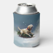 ラブラドールクリスマスの雪の冬 缶クーラー (缶裏面)